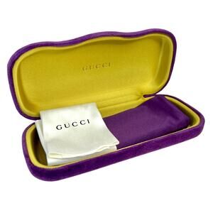 Gucci Purple Velvet Glasses Clamshell Hard Case Cloth, & Dust Bag (No Glasses)